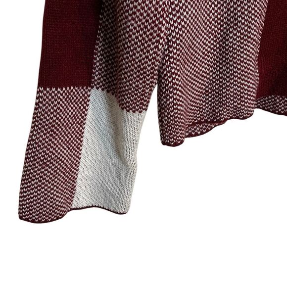 SHEIN Checkered Mock Neck Cropped Pullover Sweater Burgundy White Medium - Picture 6 of 10